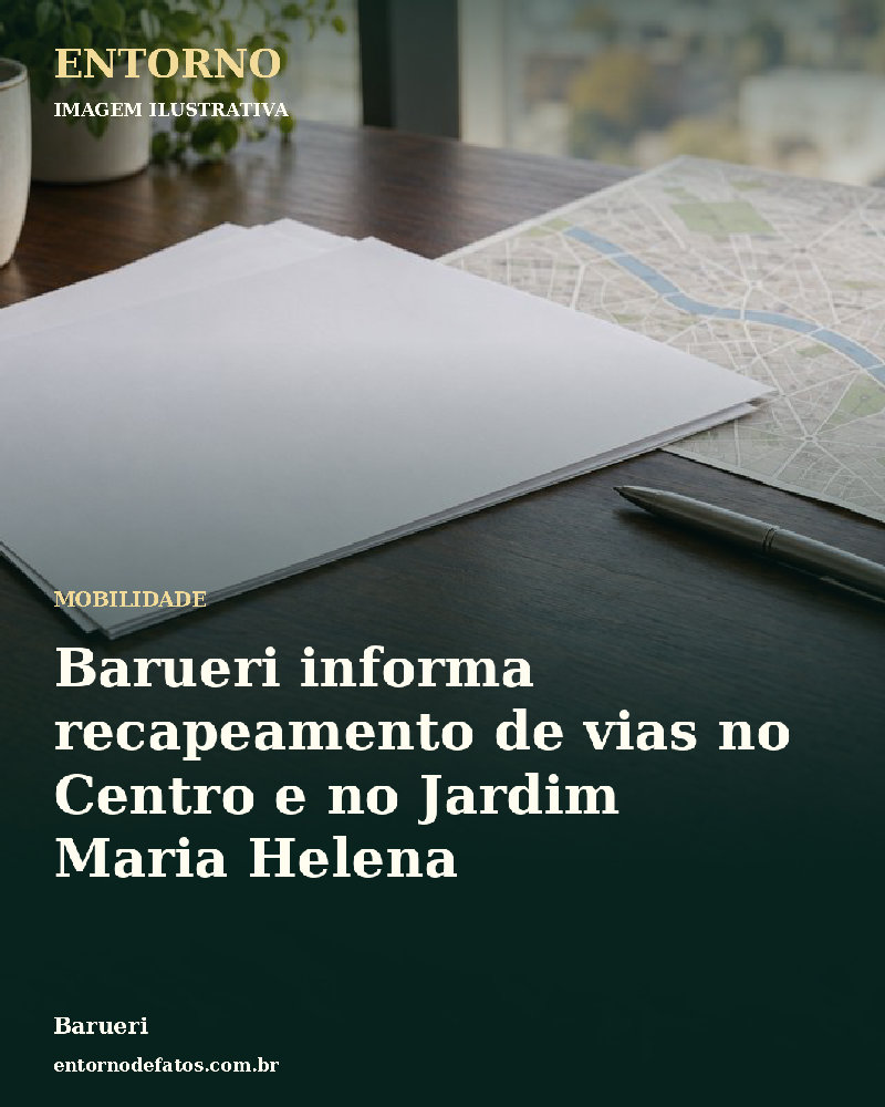 Ilustração gerada por IA sobre: Barueri informa recapeamento de vias no Centro e no Jardim Maria Helena