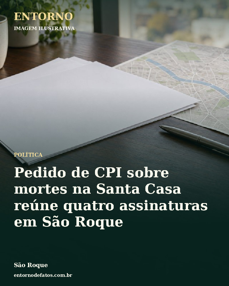 Ilustração gerada por IA sobre: Pedido de CPI sobre mortes na Santa Casa reúne quatro assinaturas em São Roque