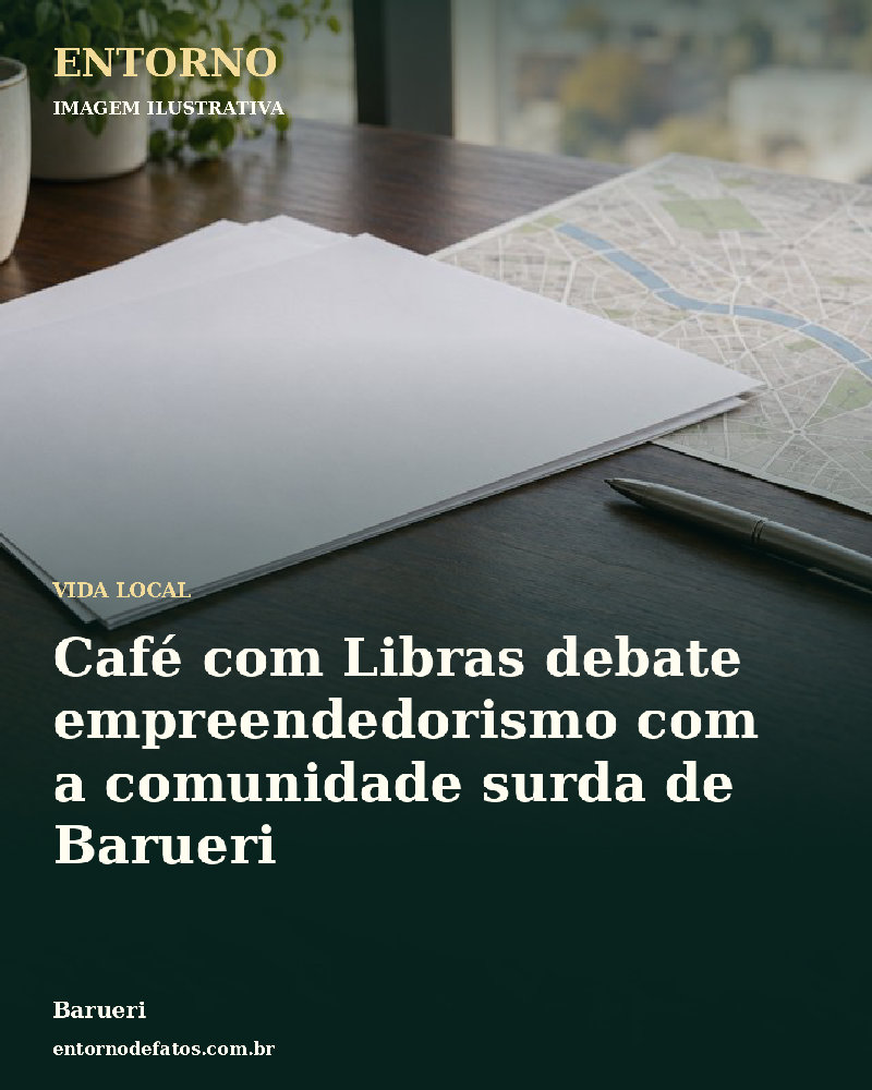 Ilustração gerada por IA sobre: Café com Libras debate empreendedorismo com a comunidade surda de Barueri