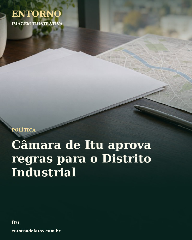 Ilustração gerada por IA sobre: Câmara de Itu aprova regras para o Distrito Industrial