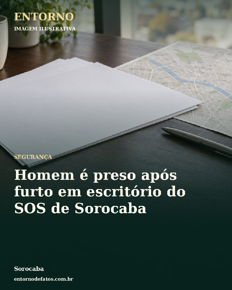 Ilustração gerada por IA sobre: Homem é preso após furto em escritório do SOS de Sorocaba