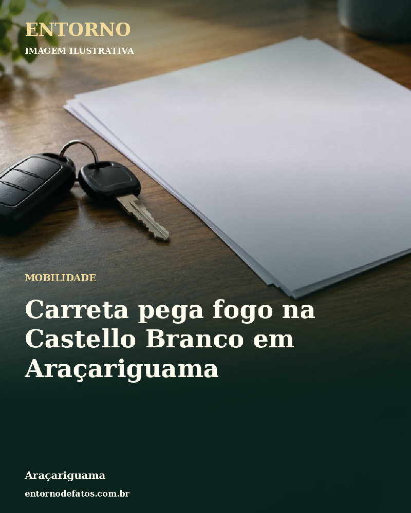 Ilustração gerada por IA sobre: Carreta pega fogo na Castello Branco em Araçariguama