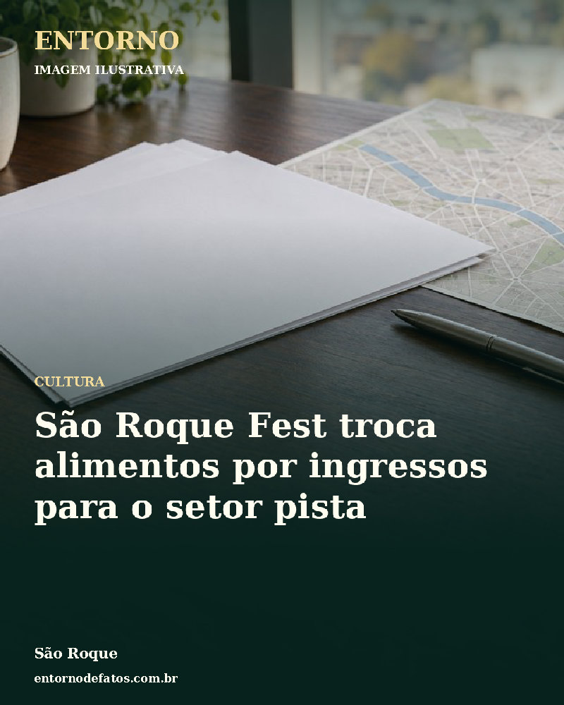 Ilustração gerada por IA sobre: São Roque Fest troca alimentos por ingressos para o setor pista